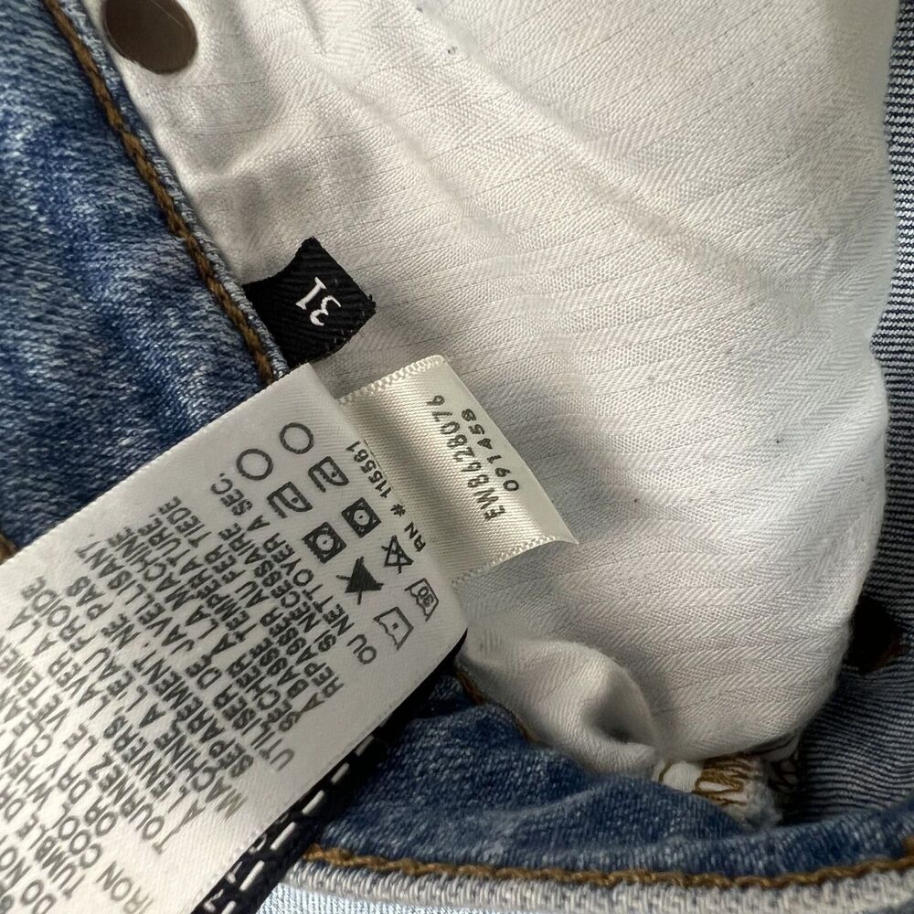 7 for all Mankind Cropped Alexa Raw Hem Colorblock White and Blue Jeans Womens S - Picture 12 of 16